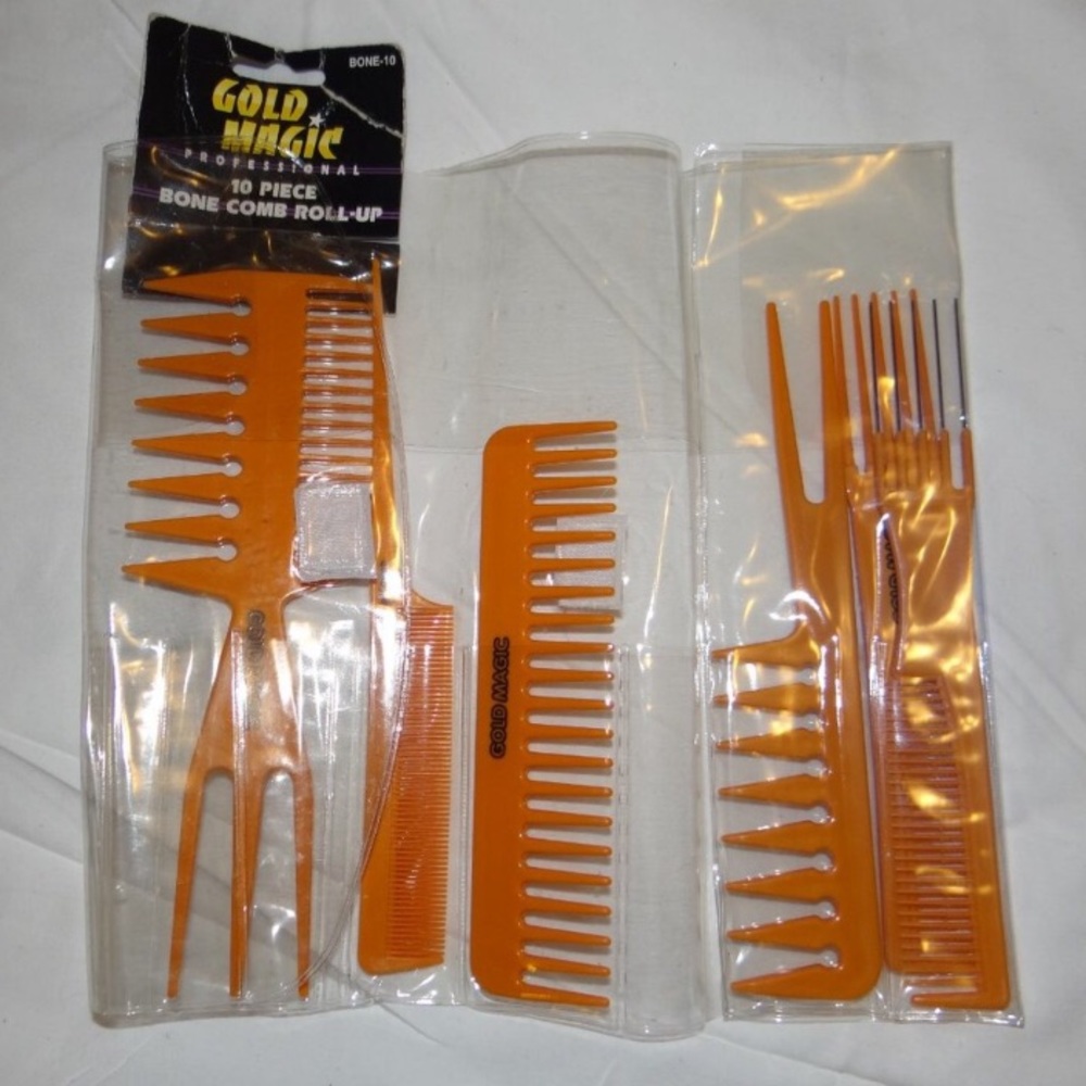 3/$15 Gold Magic 10pc Bone Comb Roll-Up